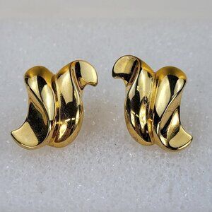 Vintage P.E.P Erwin Pearl Gold-Tone Geometric Stud Earrings 1 in Pierced Post